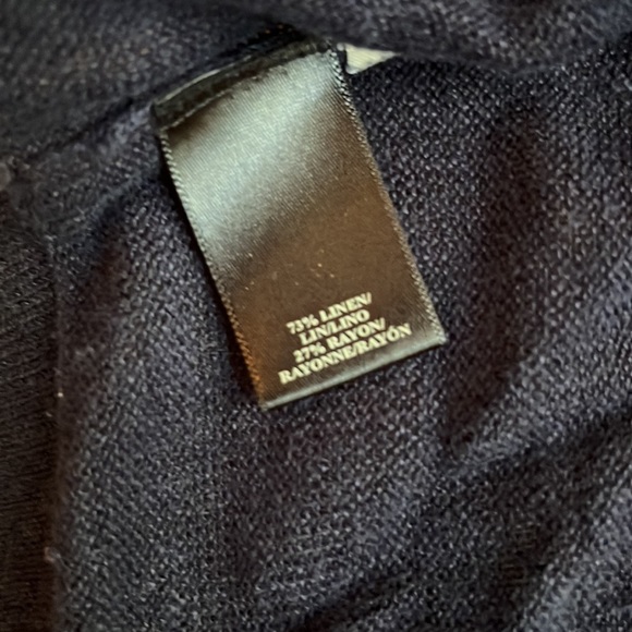 Open navy blue summer cardigan. Anne Taylor linen/rayon blend. - Picture 5 of 5